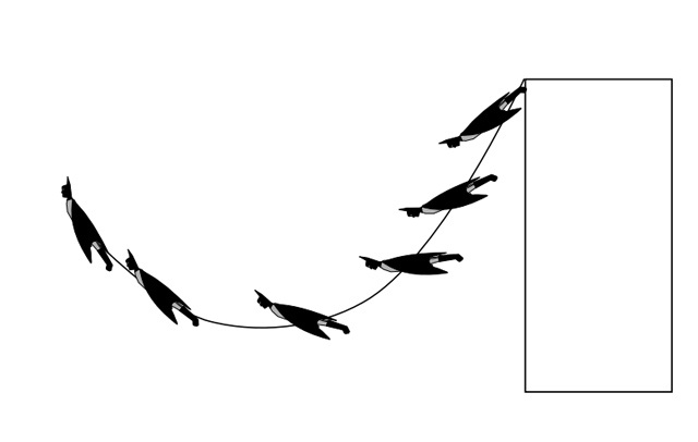 При спуске с небоскрёба Бэтмен развил бы скорость порядка 110 километров в час. Мягкая посадка в таких условиях маловероятна (иллюстрация D.A. Marshall, T.O. Hands, I. Griths, G. Douglas, University of Leicester).