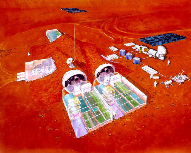 Таким видят будущее Красной планеты специалисты Американского космического агентства (иллюстрация NASA).