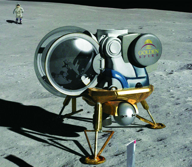Компания планирует разработать собственный посадочный модуль и скафандр для путешествия на Луну (иллюстрация Golden Spike).