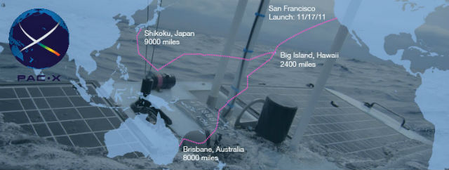 В марте 2012 года четыре робота добрались до Гавайских островов, поставив первый рекорд дальности автономного плавания по воде, а затем разделились (кадр из видео Liquid Robotics).