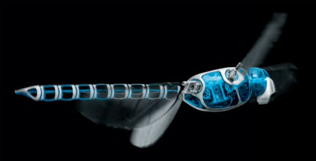 Рамочка крылышек робота-стрекозы выполнена из лёгкого углеродного волокна, а роль прозрачных перепонок выполняют мембраны из полиэстера (фото Festo).