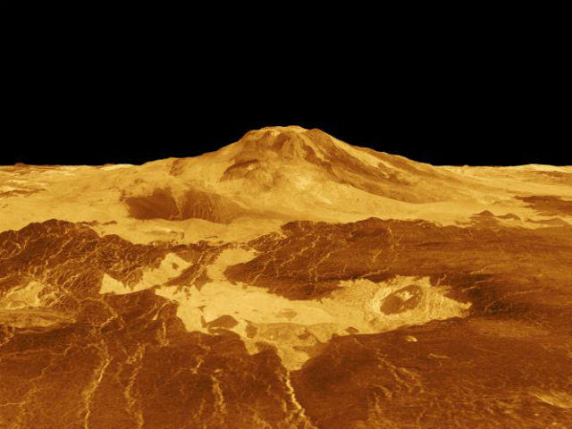 Компьютерное моделирование пейзажа Венеры (иллюстрация NASA/JPL). 
