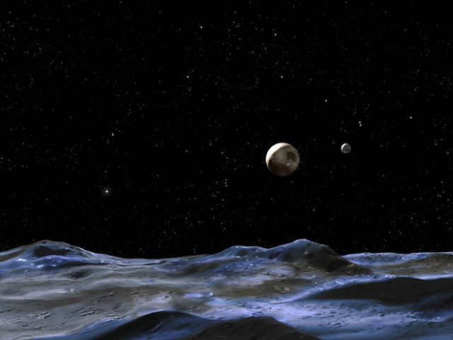 Пейзаж Плутона в представлении художника (иллюстрация NASA, ESA, G. Bacon). 