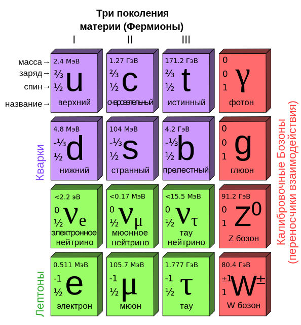 У физиков есть своя "таблица Менделеева" — взаимодействие частиц согласно Стандартной модели (иллюстрация Lord Akryl/Wikimedia Commons). 