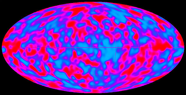 Фоновое космическое излучение, оставшееся после Большого взрыва. Карта, составленная на основе данных спутника COBE (фото NASA). 
