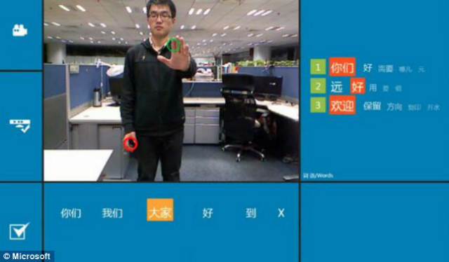 Прототип системы способен переводить жесты в разговорный язык и наоборот на достаточной для свободного общения скорости (фото Microsoft).