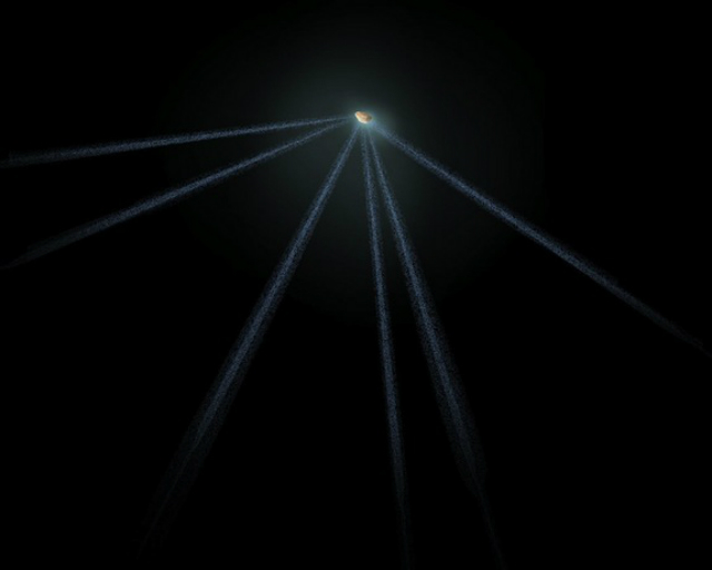 Шестихвостый астероид в представлении художника (иллюстрация NASA, ESA, A. Field/STScI).