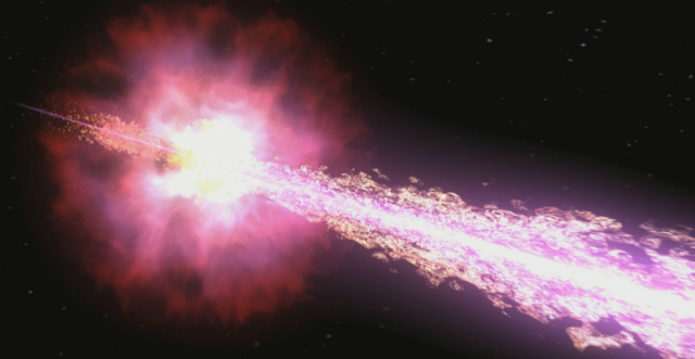 Взрыв, вызванный смертью звезды, стал самым ярким из увиденных астрономами до сих пор (иллюстрация NASA/Swift/Cruz Dewilde).