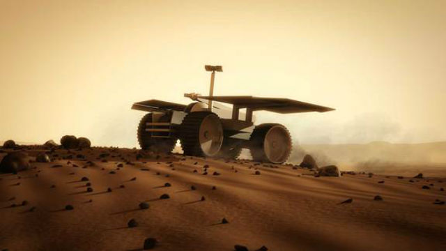 Наилучшее место для основания будущей марсианской колонии выберет ровер (иллюстрация Mars One). 
