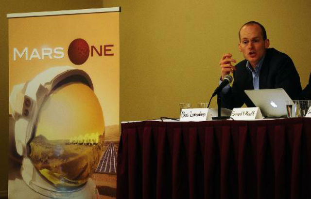 Сооснователь фонда Mars One Бас Лансдорп на пресс-конференции в Нью-Йорке (фото Mars One). 