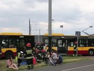 В Польше трамвай протаранил автобус