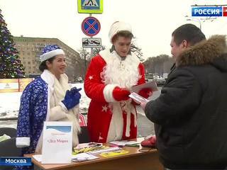 Деды Морозы и Снегурочки напомнили москвичам о правилах дорожного движения