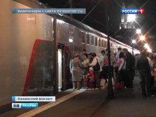 Из Москвы в Казань в первый рейс отправился двухэтажный поезд