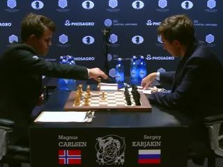 Карякин и Карлсен завершили вничью шестую партию матча за шахматную корону