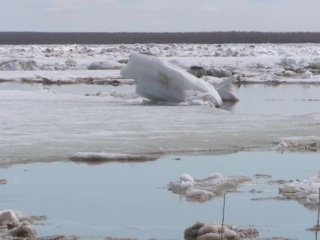 Густой ледоход в Якутске затопил городские улицы