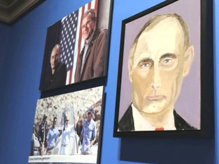 Буш-младший показал портреты Путина и Меркель, которые нарисовал сам