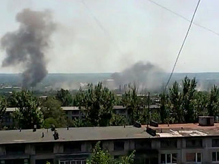 Артиллерия украинской армии уничтожает центр Славянска