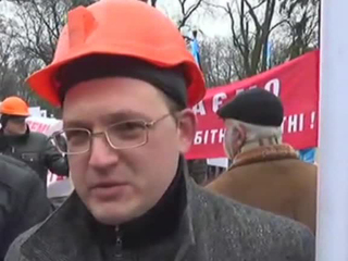 Украинские шахтеры вышли на акцию протеста в центре Киева